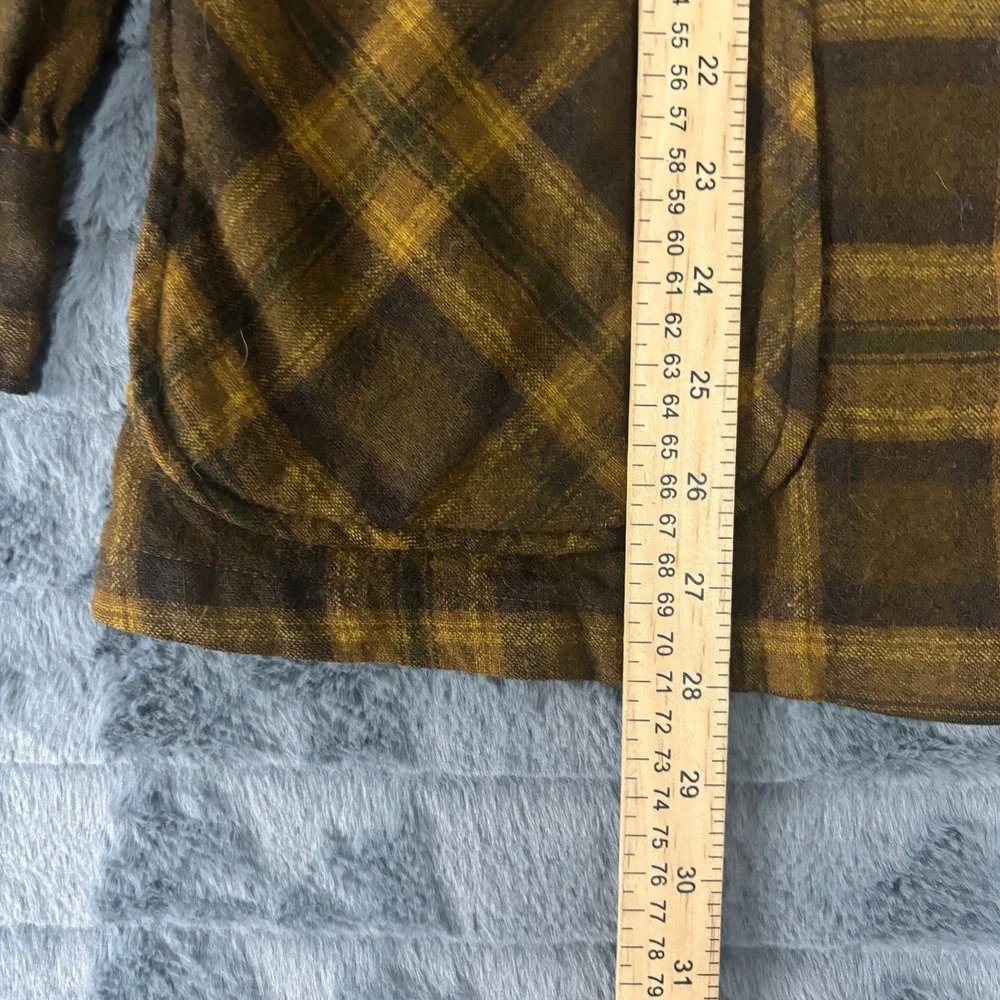Vintage Pendleton Wool Plaid Chore Coat Mens Small Brown Gold Jacket 100% Wool